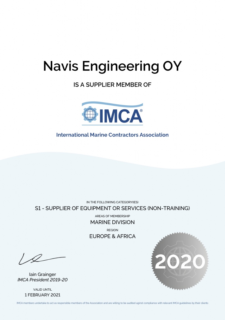 Navis Engineering OY - certificate